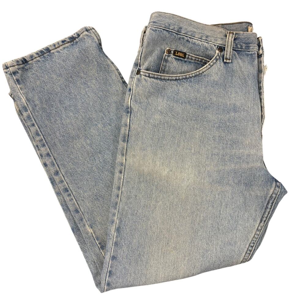 Vintage Lee Men’s Regular Fit Distressed Denim Jeans 36x29 Light Wash Grunge